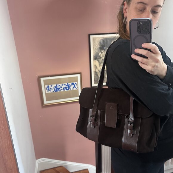 Gucci Dark Brown Suede Shoulder Bag